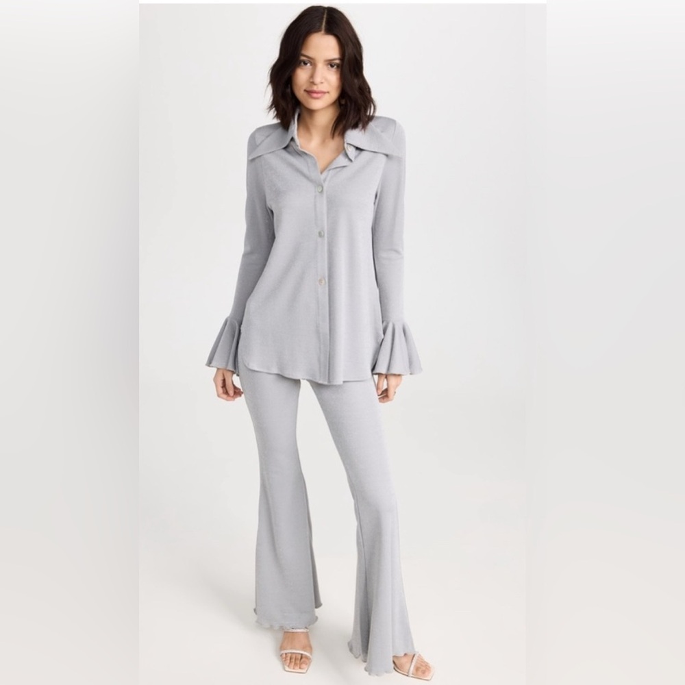 Women’s Sleeper Two-Piece Metallic Silver Lounge Suit - Size XL